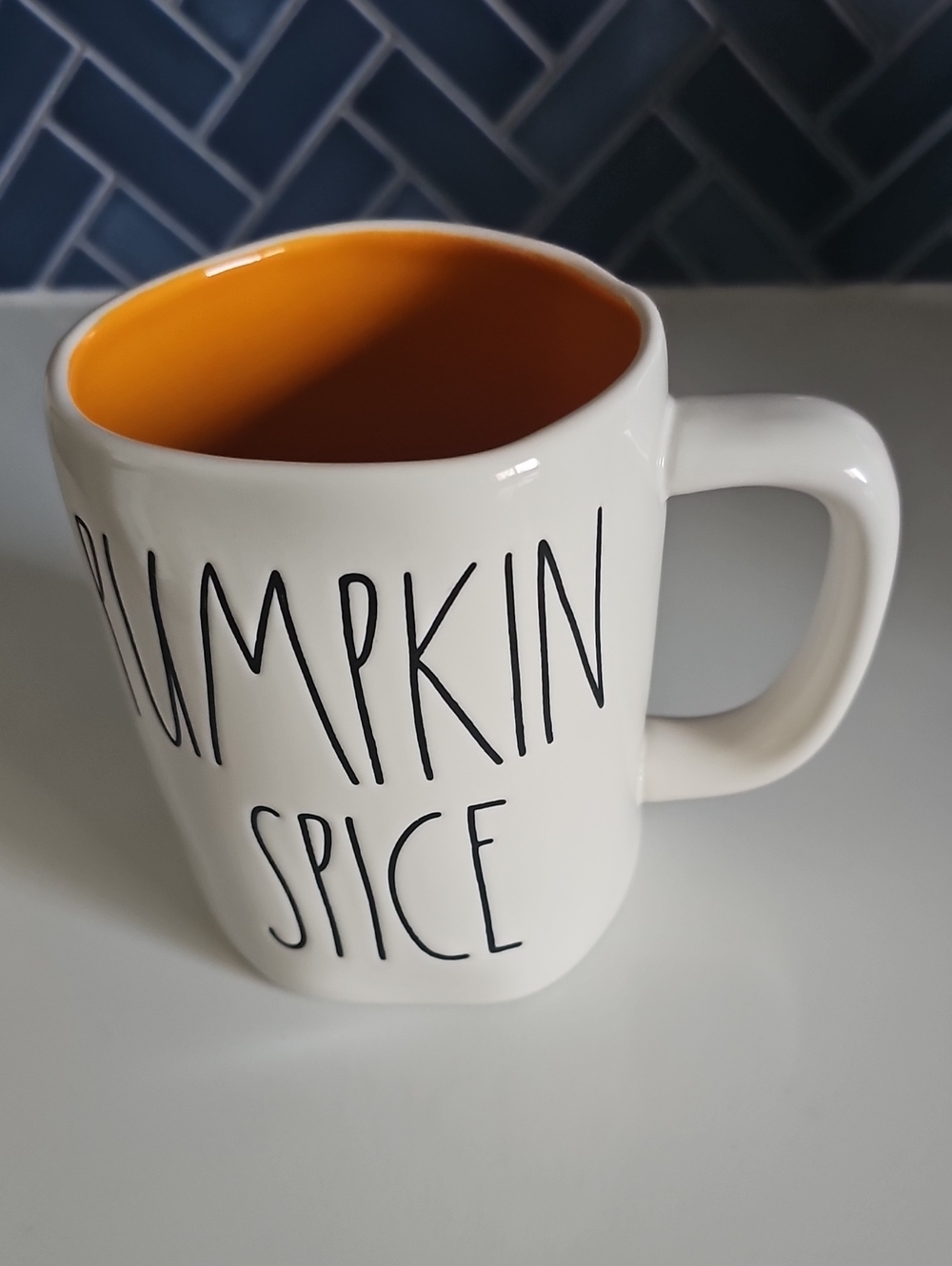 Rae Dunn White Mug with Orange Interior "Pumpkin Spice" NWOT